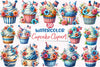 4th of July Cupcake Clipart Bundle