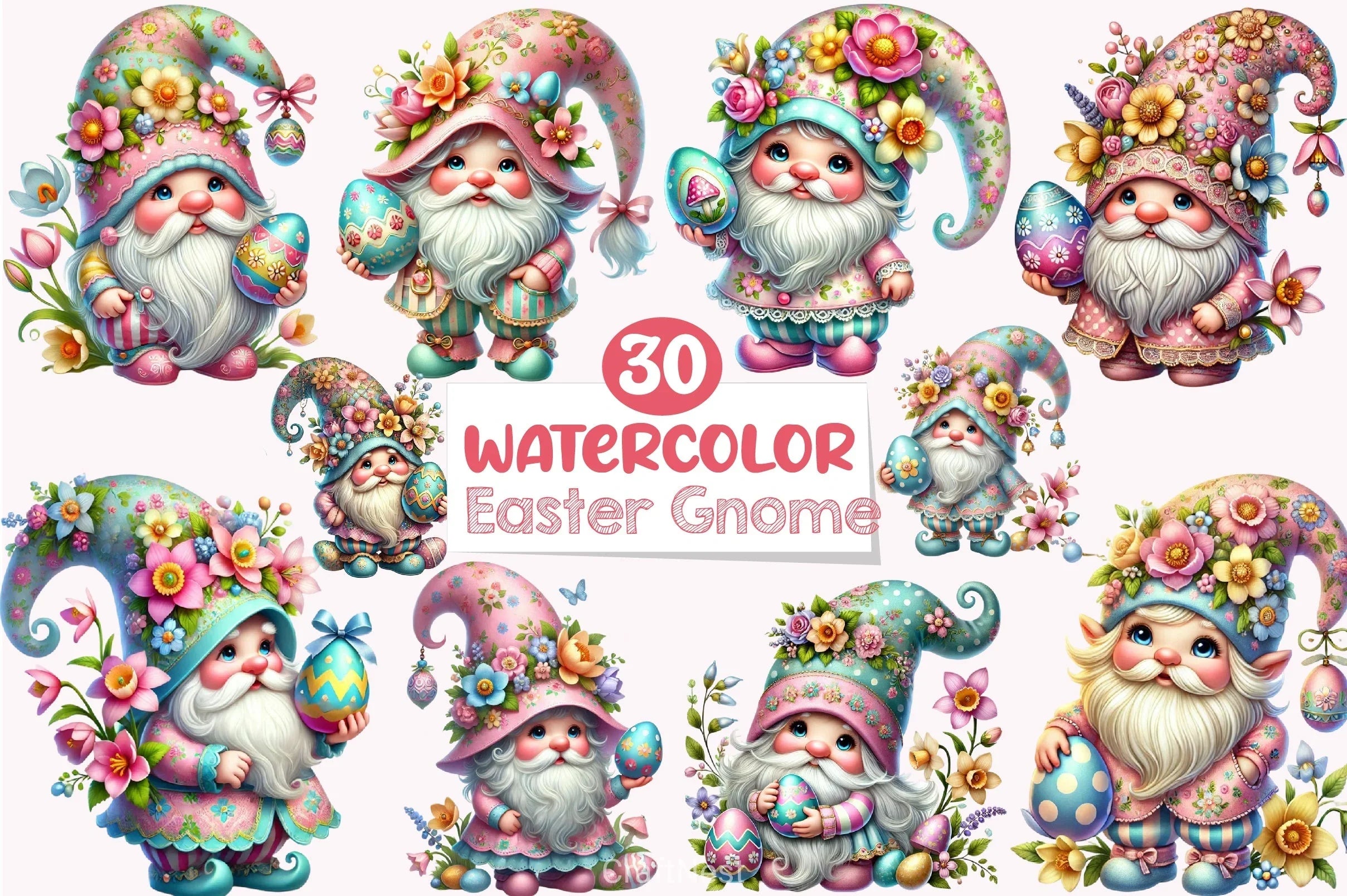 Easter Gnome Clipart Bundle 16 - CraftNest - Digital Crafting and Art