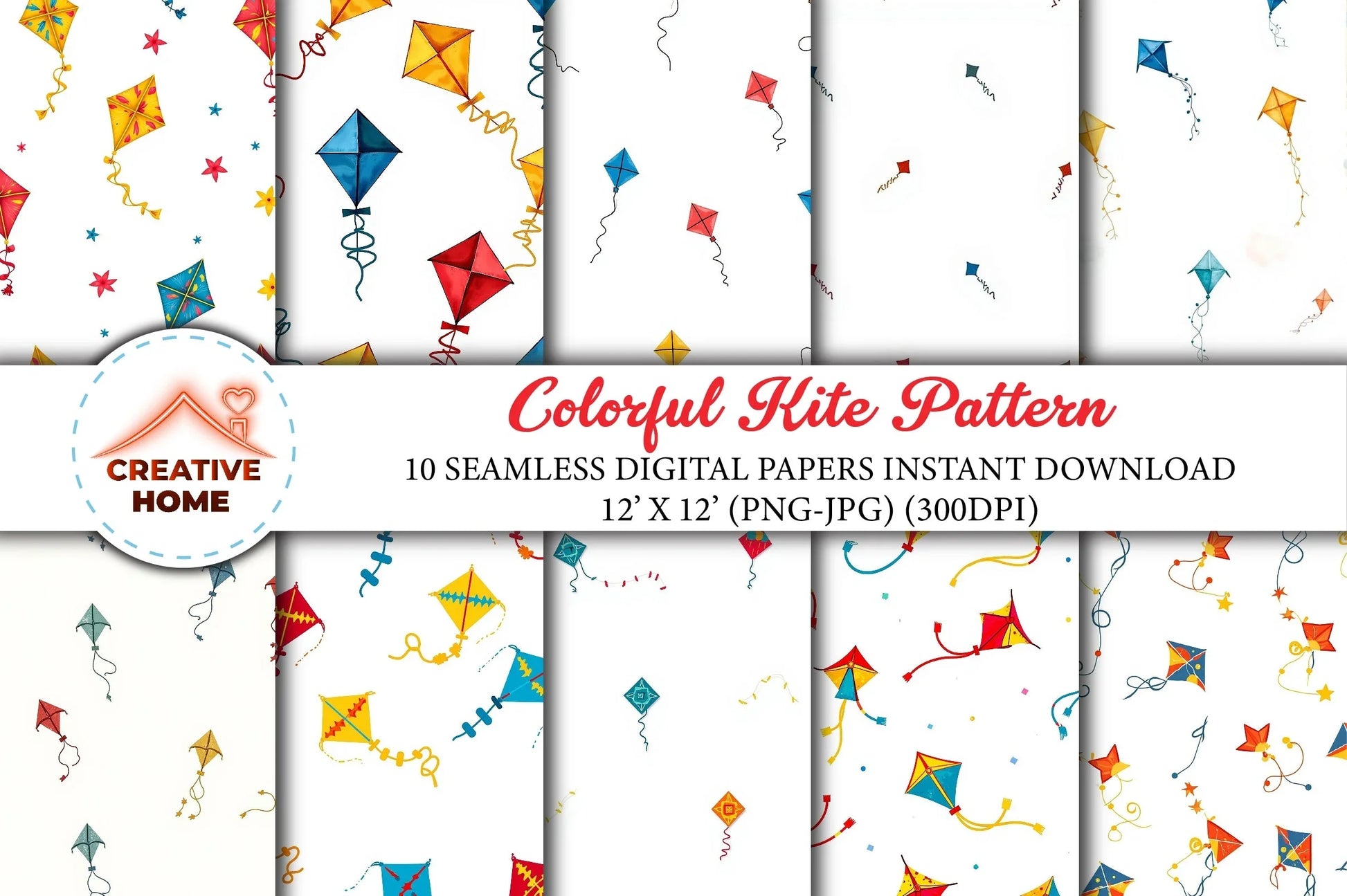 Colorful Kite Pattern Clipart Bundle - CraftNest - Digital Crafting and Art