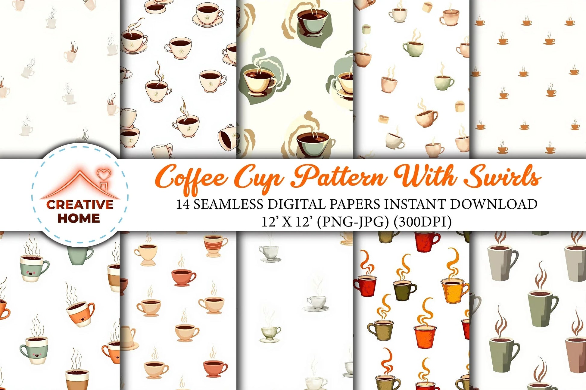 Coffee Cup Swirls Clipart Bundle - CraftNest - Digital Crafting and Art