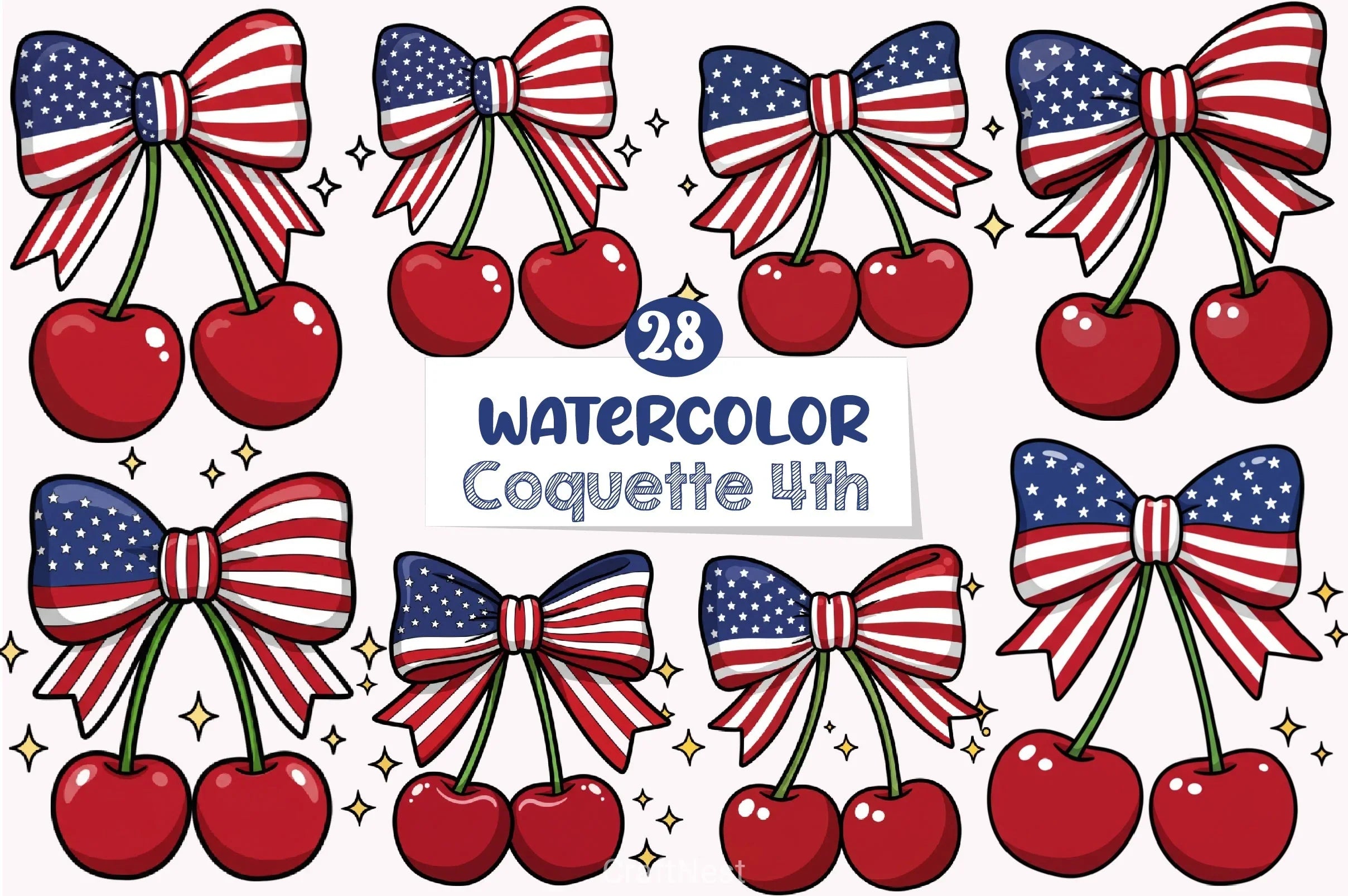 Coquette July 4th Clipart Bundle - CraftNest - Digital Crafting and Art