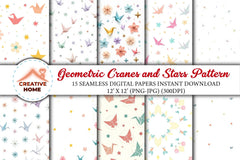 Geometric Cranes & Stars Clipart Bundle - CraftNest - Digital Crafting and Art