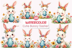 Cute Bunny Easter Clipart Bundle - CraftNest - Digital Crafting and Art