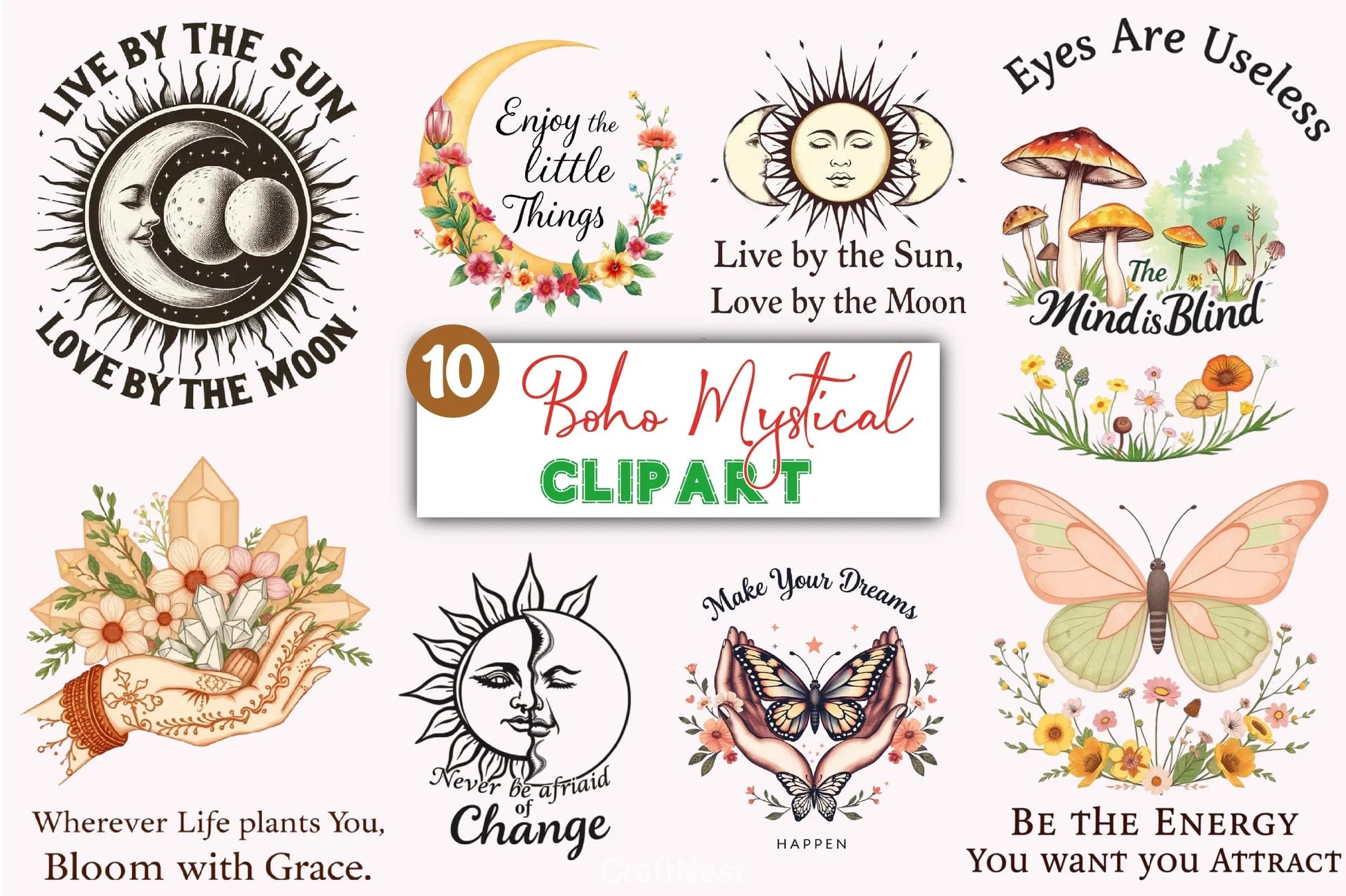Boho Mystical Clipart Bundle - CraftNest - Digital Crafting and Art