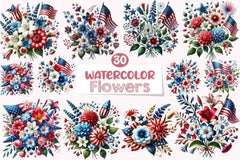 4th of July Flowers Clipart Bundle 5 - CraftNest - Digital Crafting and Art