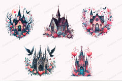 Valentine Gothic Houses Clipart Bundle - CraftNest - Digital Crafting and Art