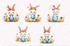 Cute Bunny Easter Clipart Bundle - CraftNest - Digital Crafting and Art