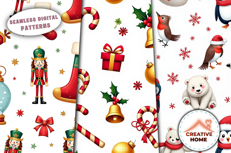 Glittery Christmas Pattern Clipart Bundle - CraftNest - Digital Crafting and Art