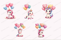 Baby Unicorn Heart Balloons Clipart Bundle - CraftNest - Digital Crafting and Art