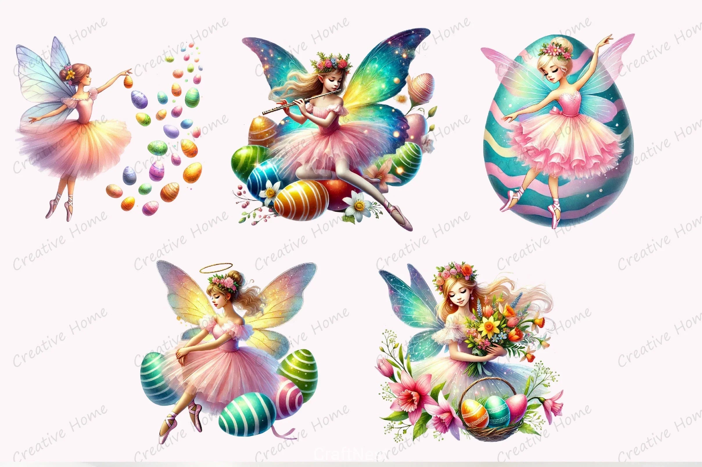Easter Ballerina Fairy Clipart Bundle - CraftNest - Digital Crafting and Art