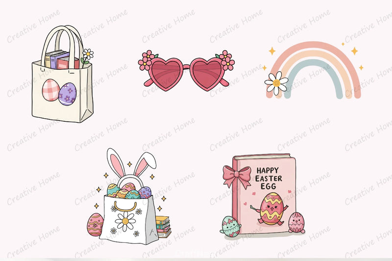 Groovy Easter Bookish Clipart Bundle - CraftNest - Digital Crafting and Art