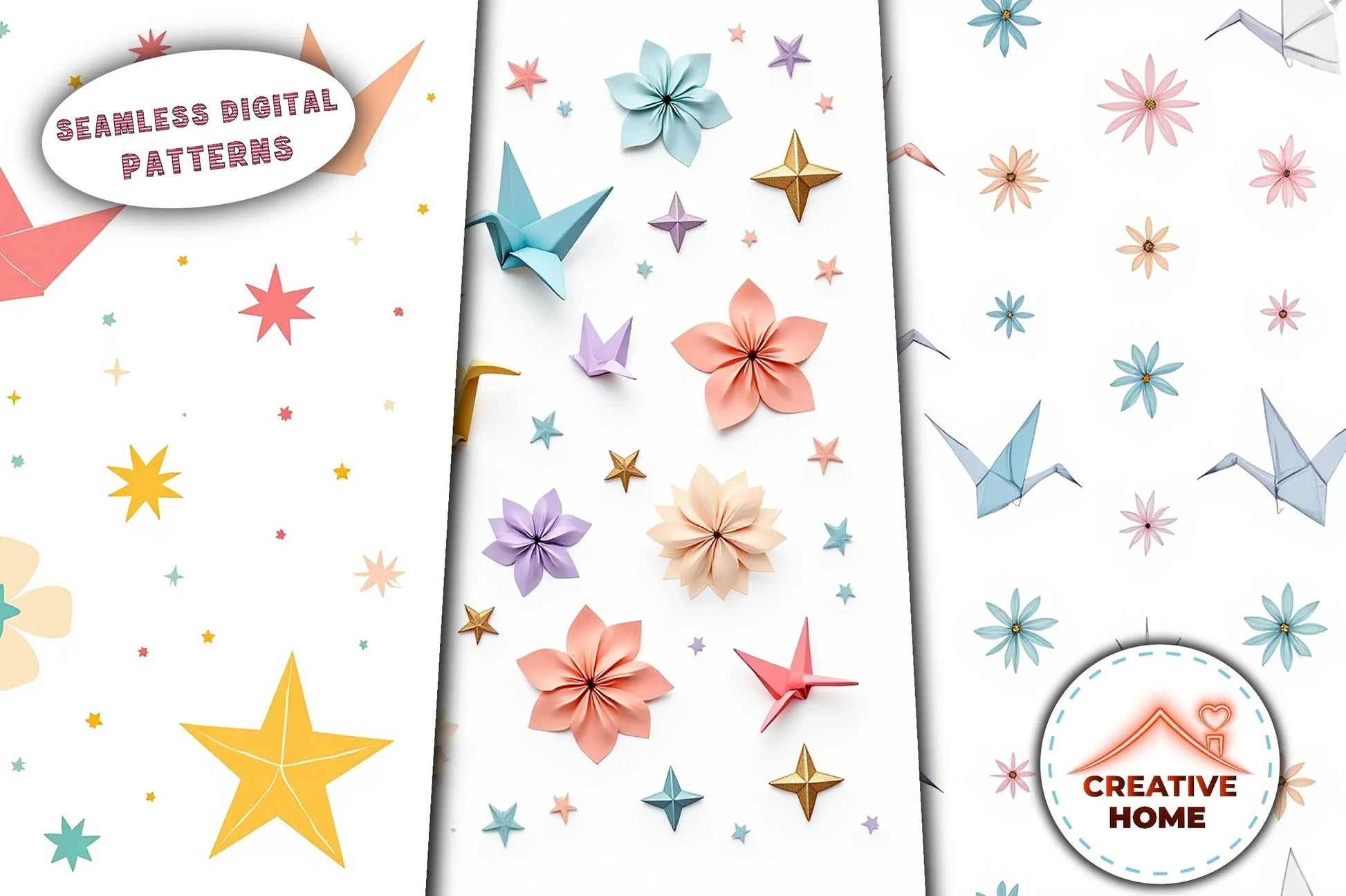 Geometric Cranes & Stars Clipart Bundle - CraftNest - Digital Crafting and Art