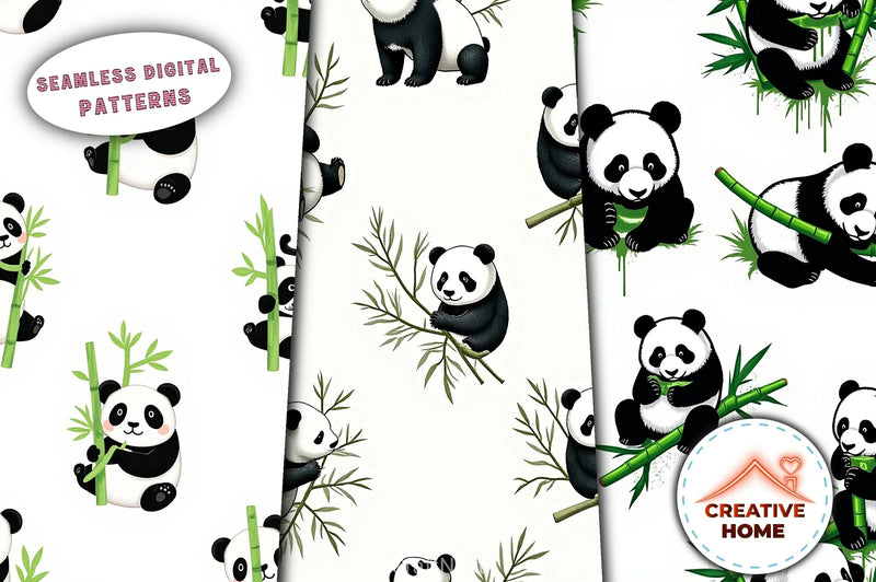 Cute Bamboo Munching Pattern Clipart Bundle - CraftNest - Digital Crafting and Art