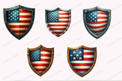American Flag Shield Clipart Bundle - CraftNest - Digital Crafting and Art
