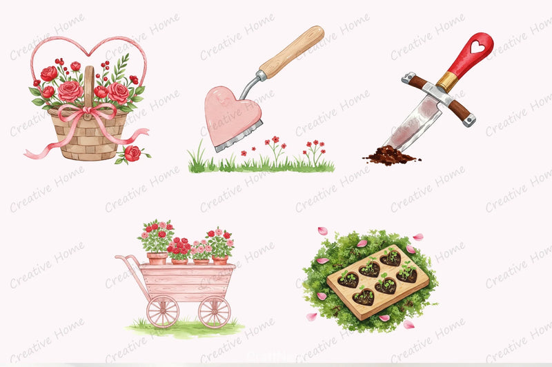 Valentine Garden Tools Clipart Bundle - CraftNest - Digital Crafting and Art