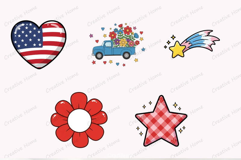 Groovy 4th of July Clipart Bundle - CraftNest - Digital Crafting and Art