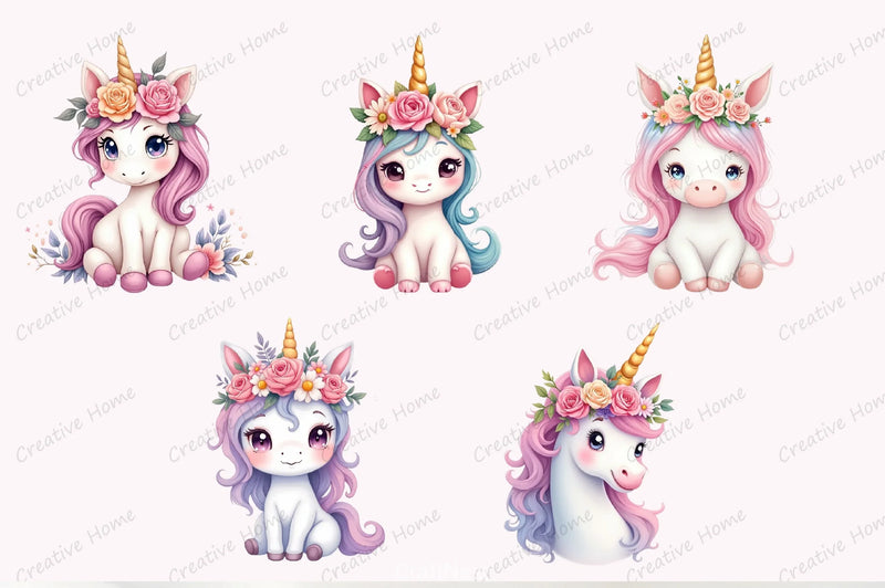 Baby Unicorn Clipart Bundle  2 - CraftNest - Digital Crafting and Art