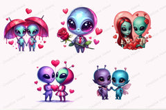 Valentine Aliens Clipart Bundle - CraftNest - Digital Crafting and Art