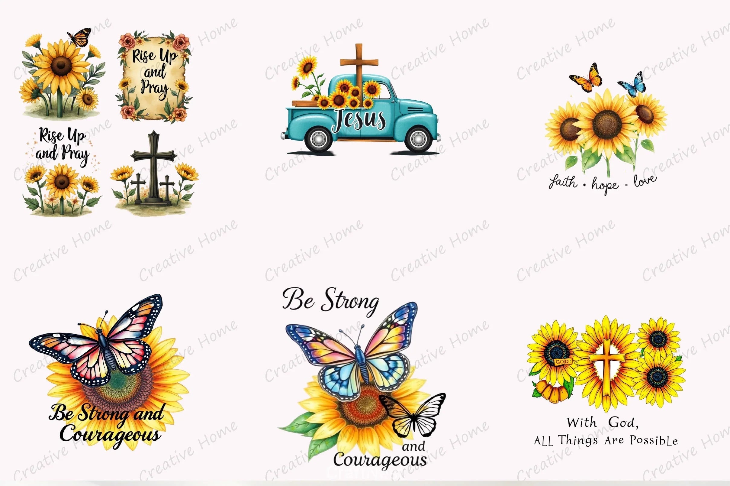 Sunflower Christian Clipart Bundle - CraftNest - Digital Crafting and Art