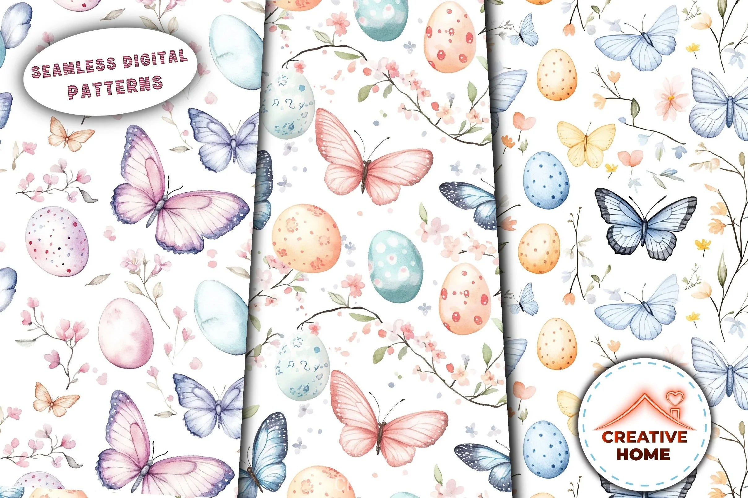Easter Butterflies Eggs Blossoms Clipart Bundle - CraftNest - Digital Crafting and Art