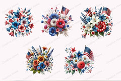 4th of July Flowers Clipart Bundle 5 - CraftNest - Digital Crafting and Art