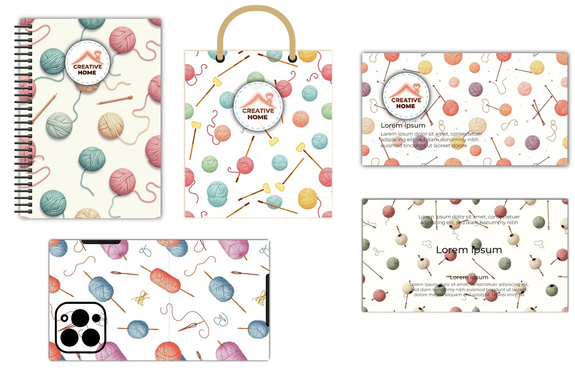 Cozy Yarn & Needle Pattern Clipart Bundle - CraftNest - Digital Crafting and Art