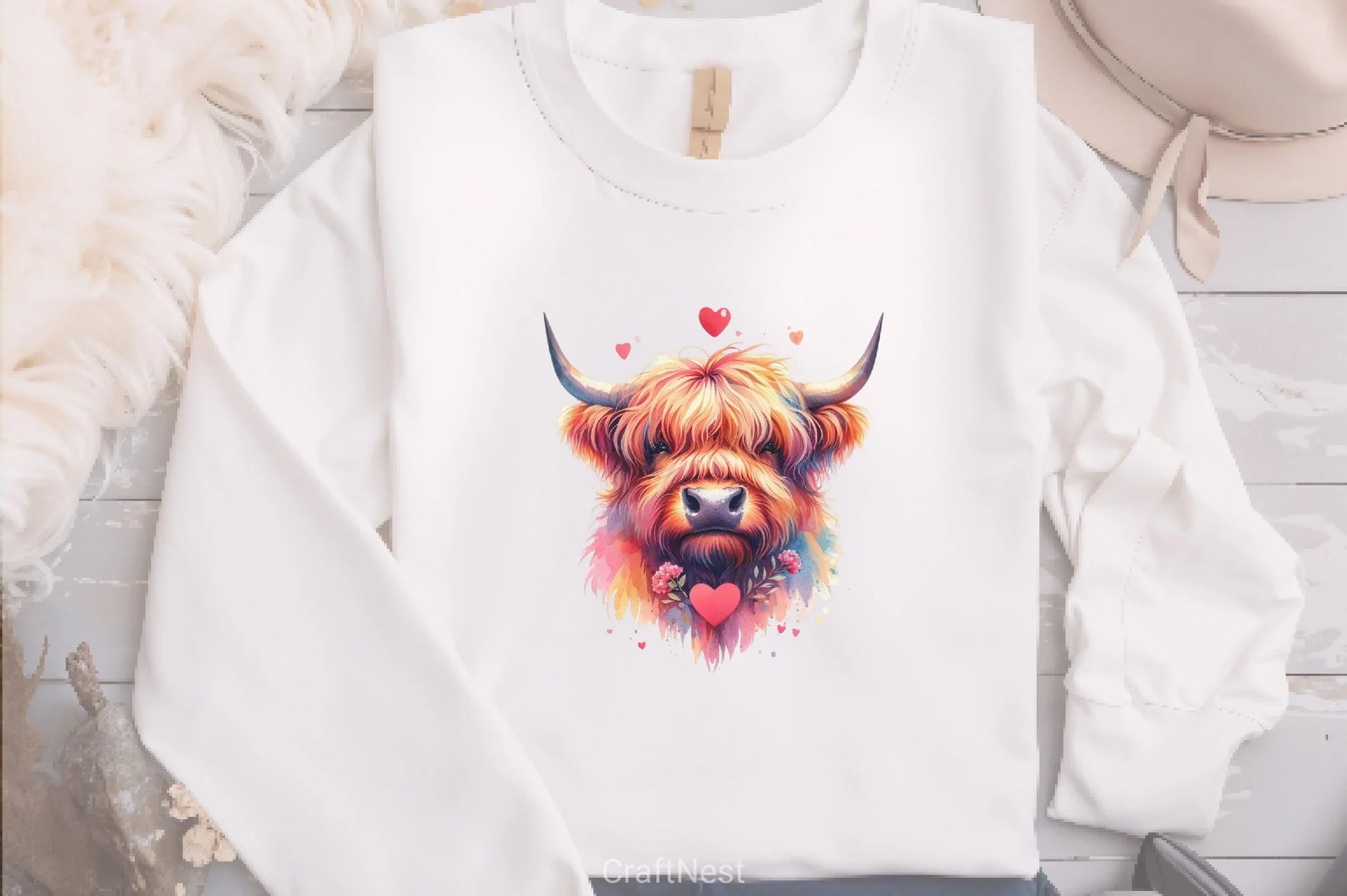 Valentine Highland Cow Clipart Bundle - CraftNest - Digital Crafting and Art