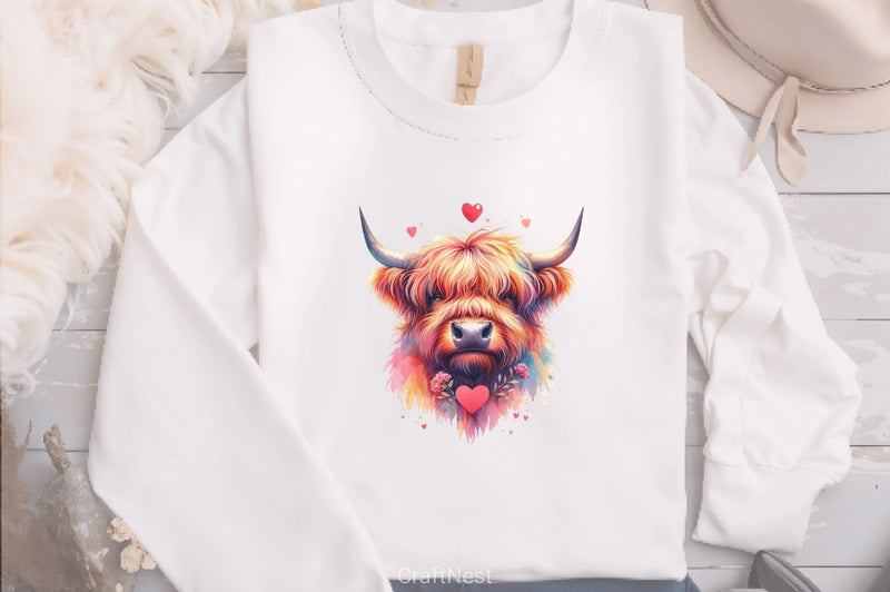 Valentine Highland Cow Clipart Bundle - CraftNest - Digital Crafting and Art