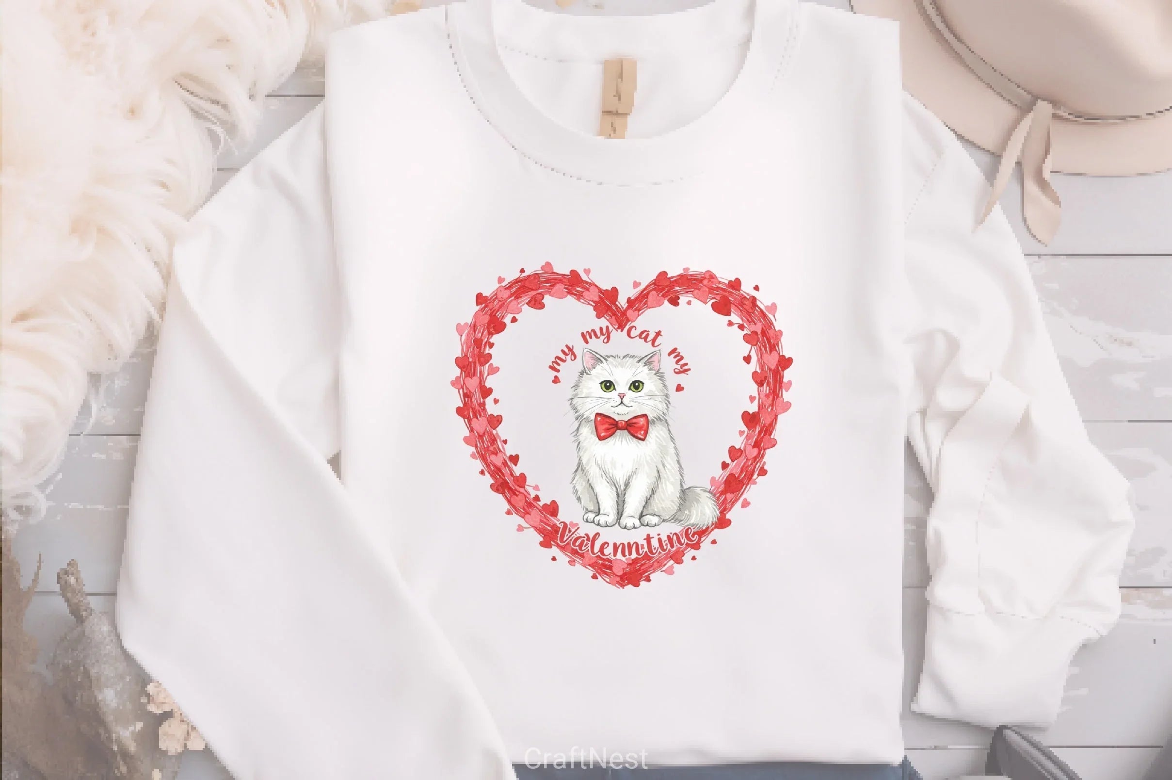 Valentine Cat Heart Wreath Clipart Bundle - CraftNest - Digital Crafting and Art