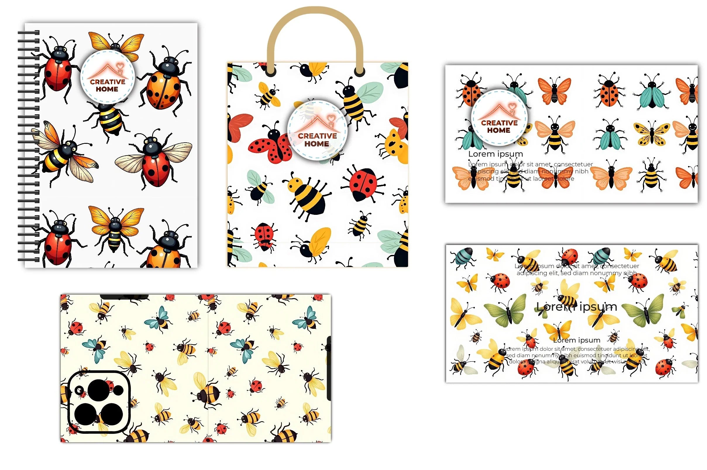Cheerful Insect Pattern Clipart Bundle - CraftNest - Digital Crafting and Art
