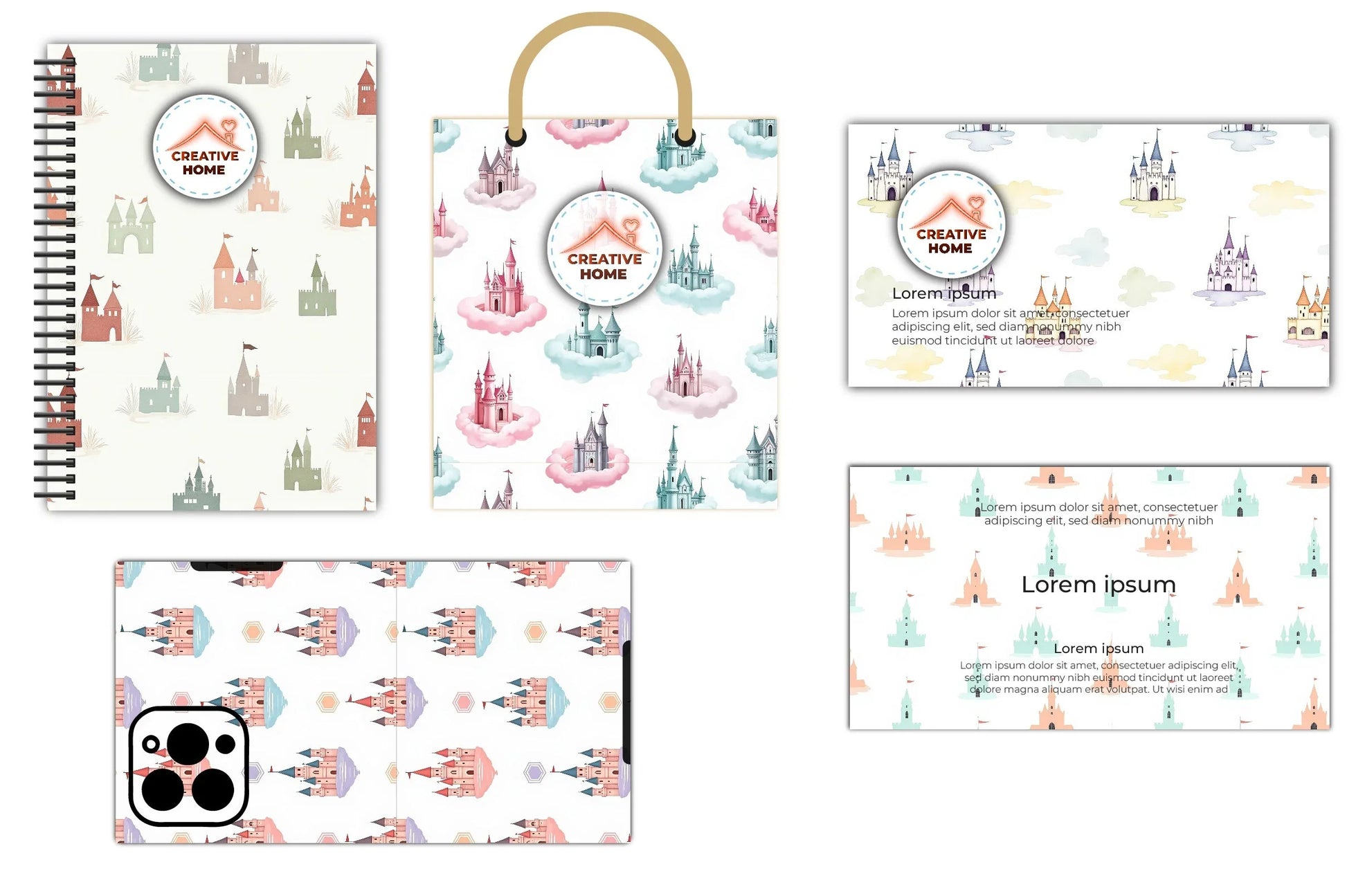 Pastel Castle Pattern Clipart Bundle - CraftNest - Digital Crafting and Art