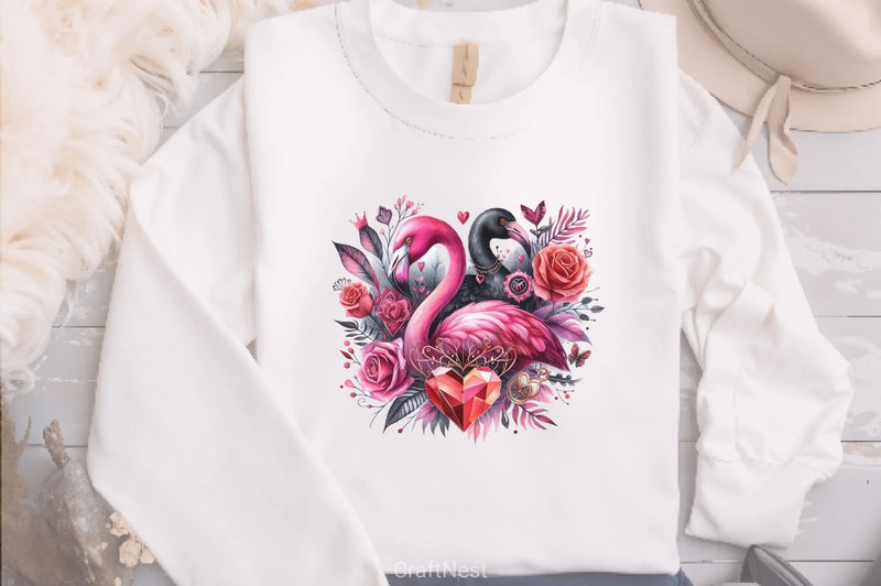 Valentine Flamingo Clipart Bundle - CraftNest - Digital Crafting and Art