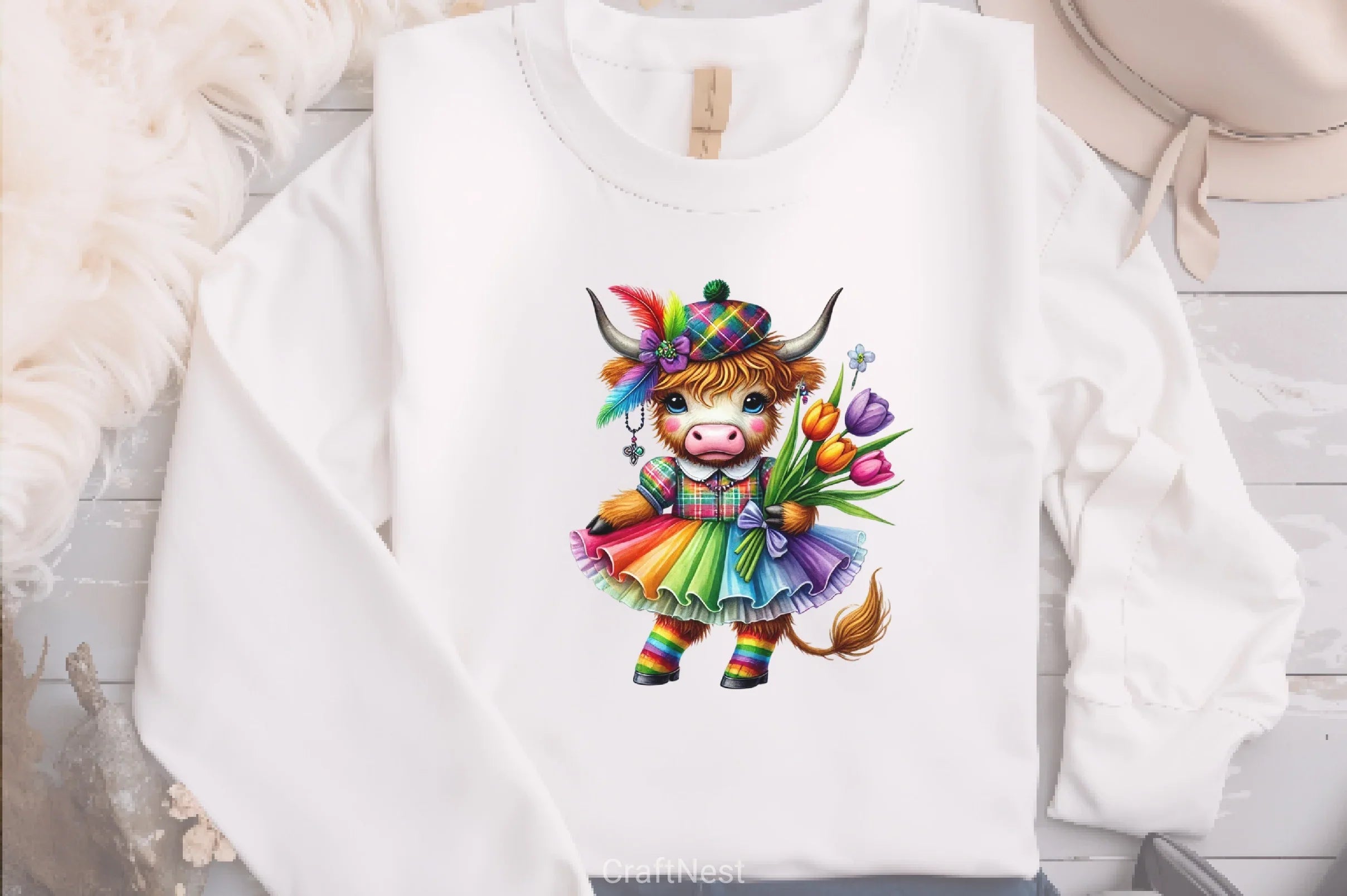 Mardi Gras Highland Cow Clipart Bundle 4 - CraftNest - Digital Crafting and Art