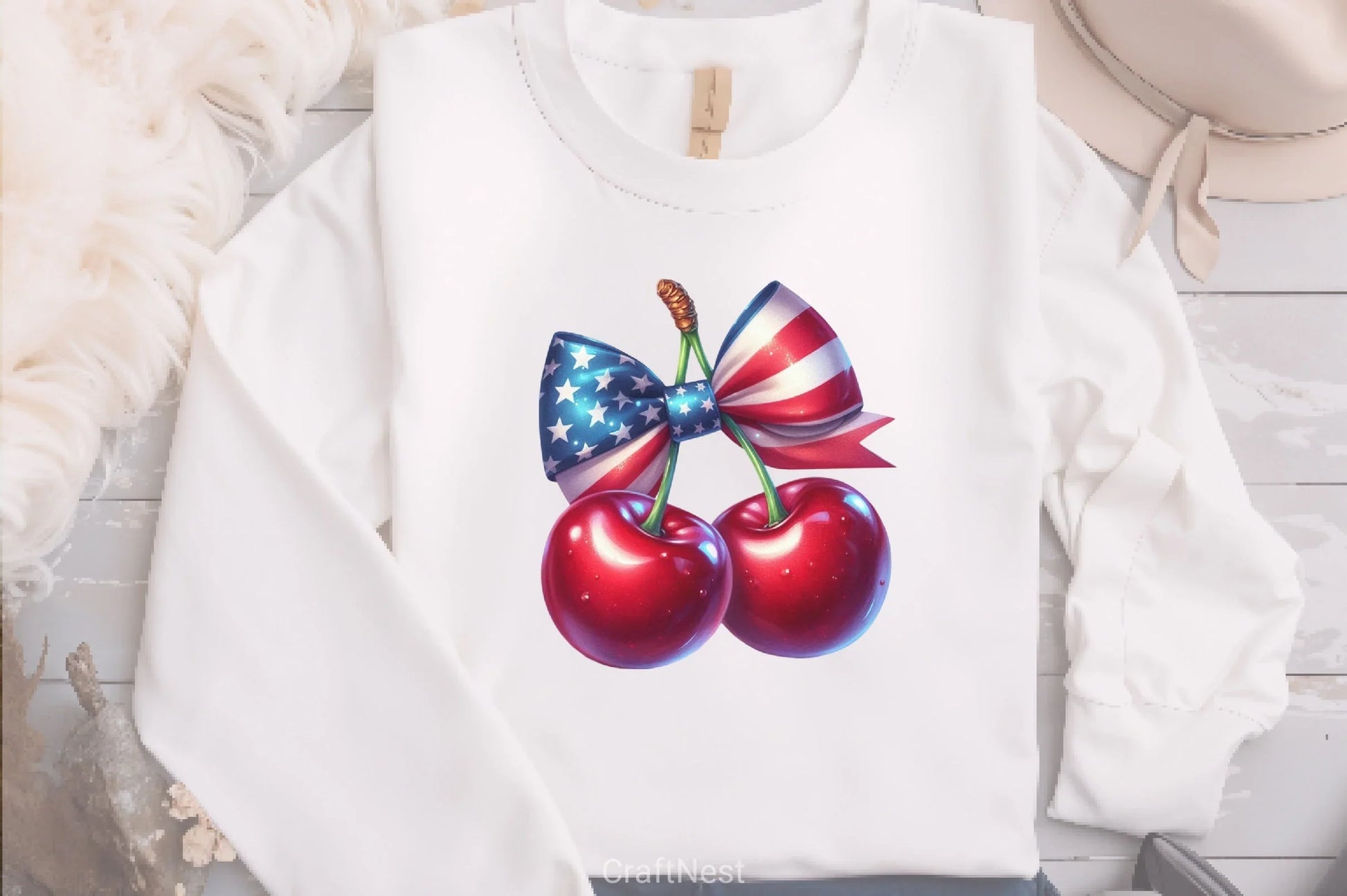 4th of July Cherry Bow Clipart Bundle - CraftNest - Digital Crafting and Art