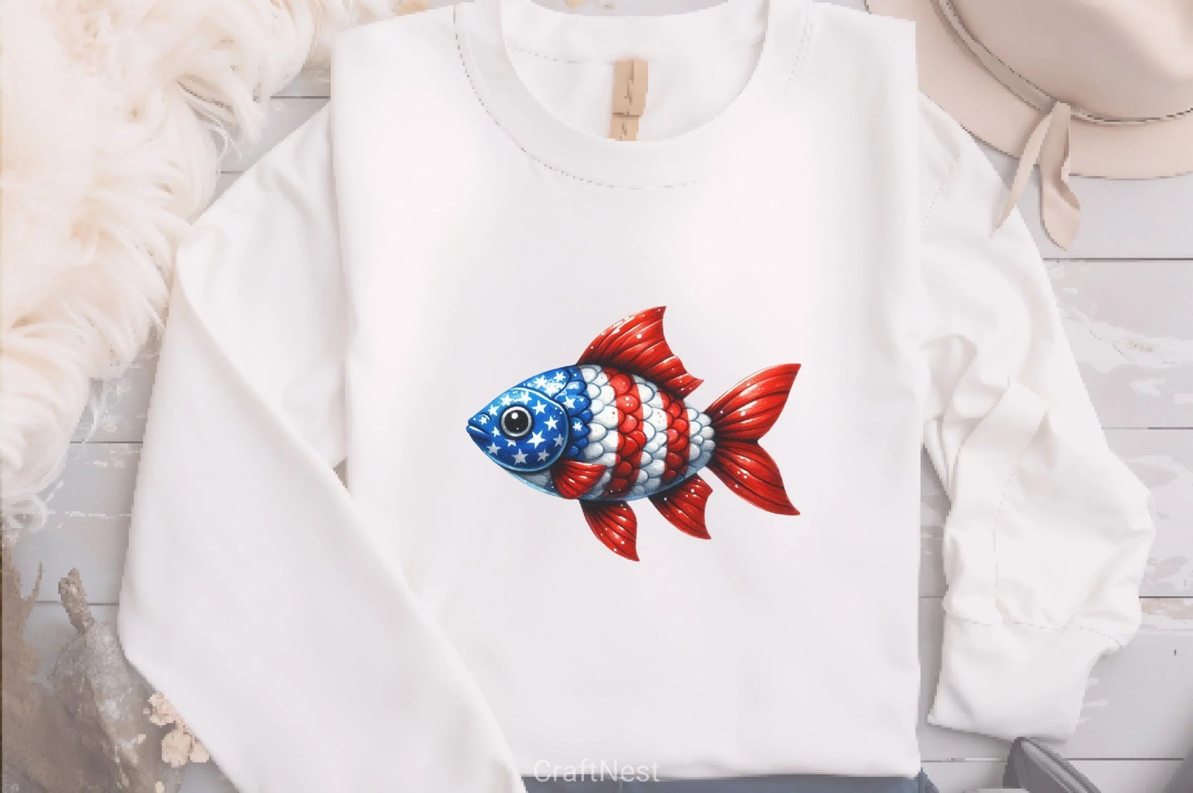 4th of July Patriotic Fish Clipart Bundle - CraftNest - Digital Crafting and Art