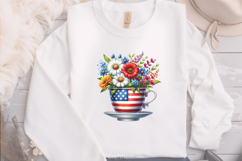 American Tea Cup Flowers Clipart Bundle - CraftNest - Digital Crafting and Art