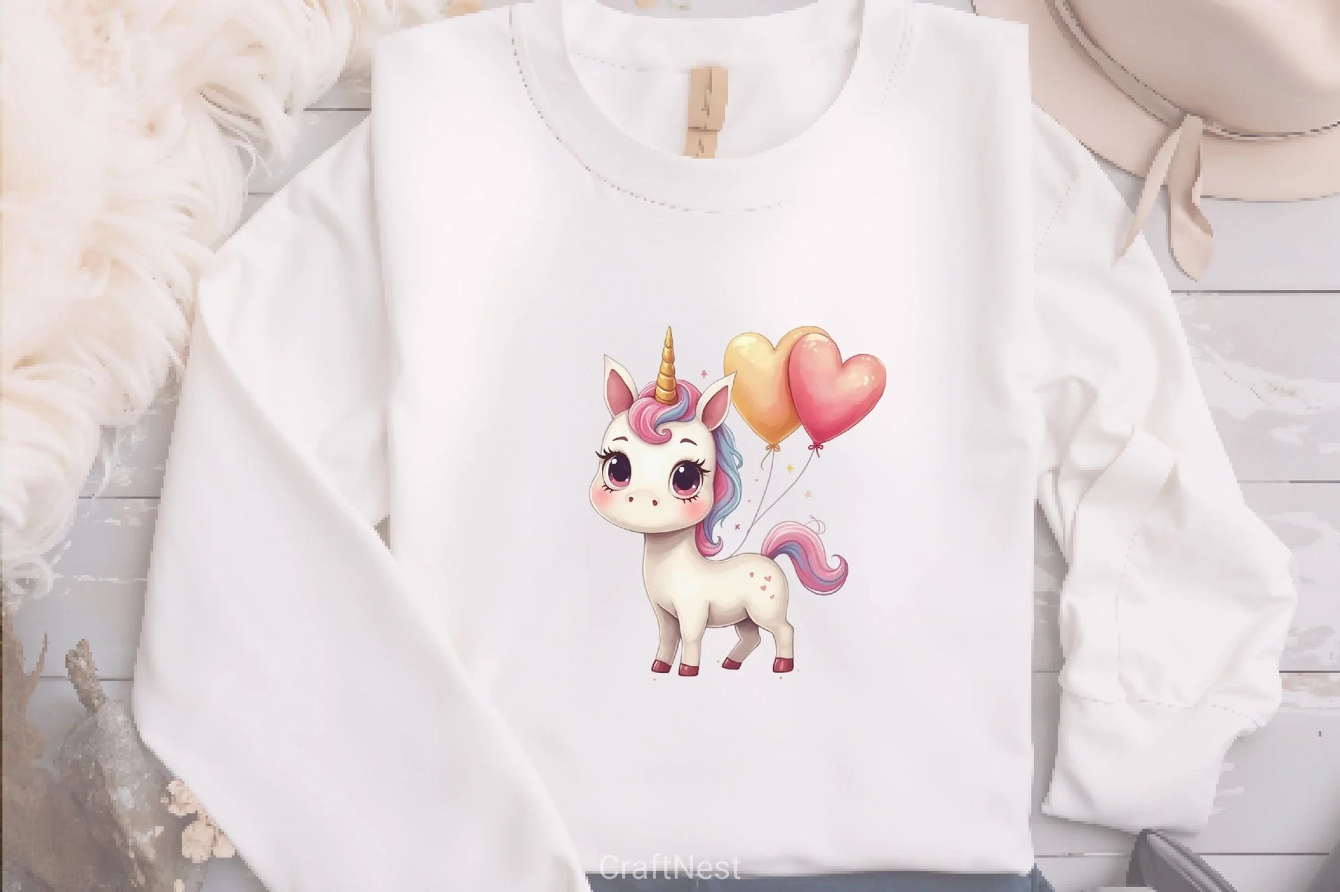 Baby Unicorn Heart Balloons Clipart Bundle - CraftNest - Digital Crafting and Art