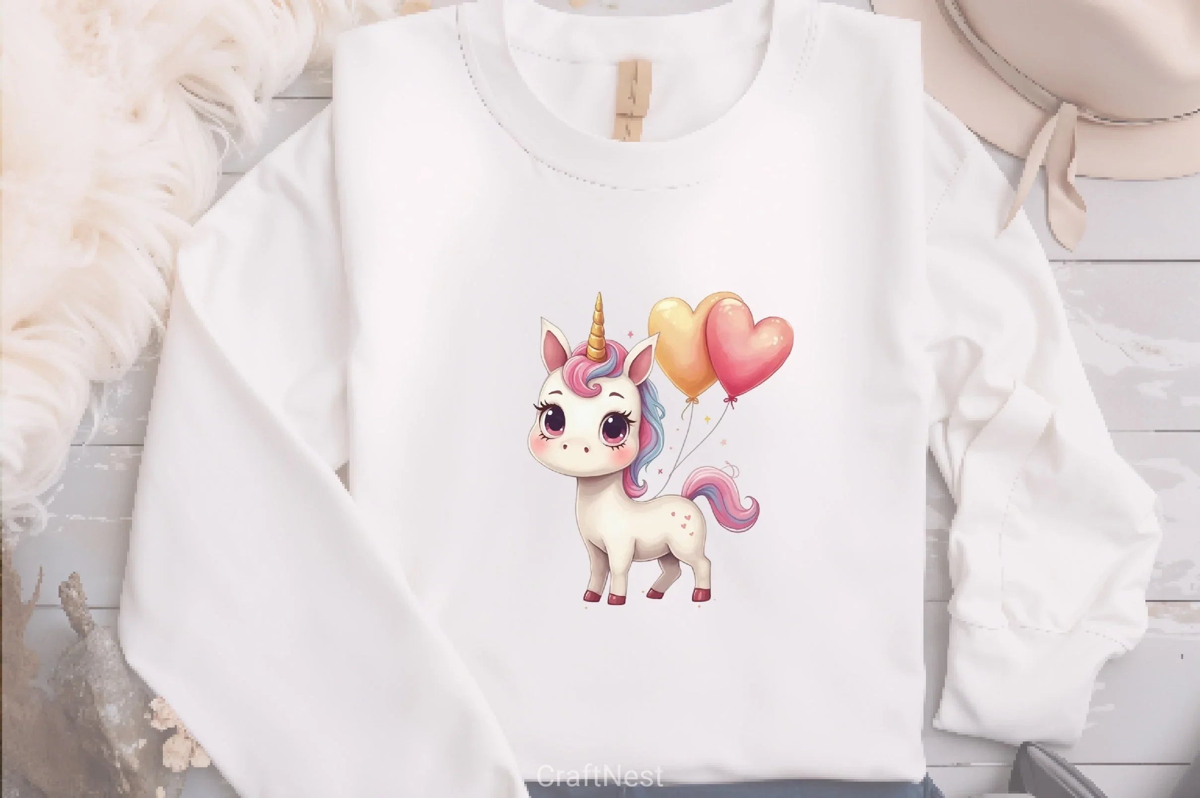 Baby Unicorn Heart Balloons Clipart Bundle - CraftNest - Digital Crafting and Art