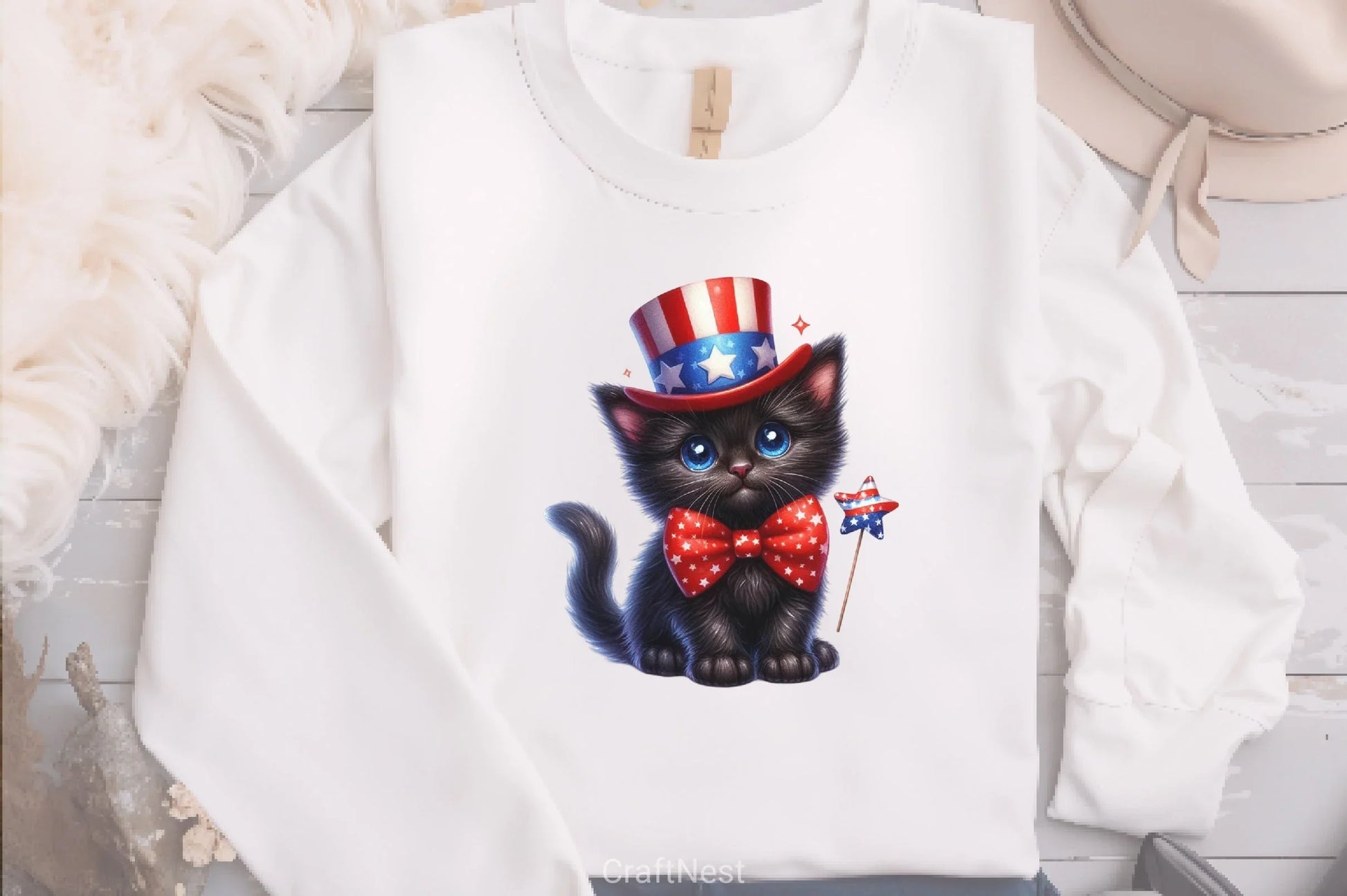 Patriotic Black Cat Clipart Bundle - CraftNest - Digital Crafting and Art