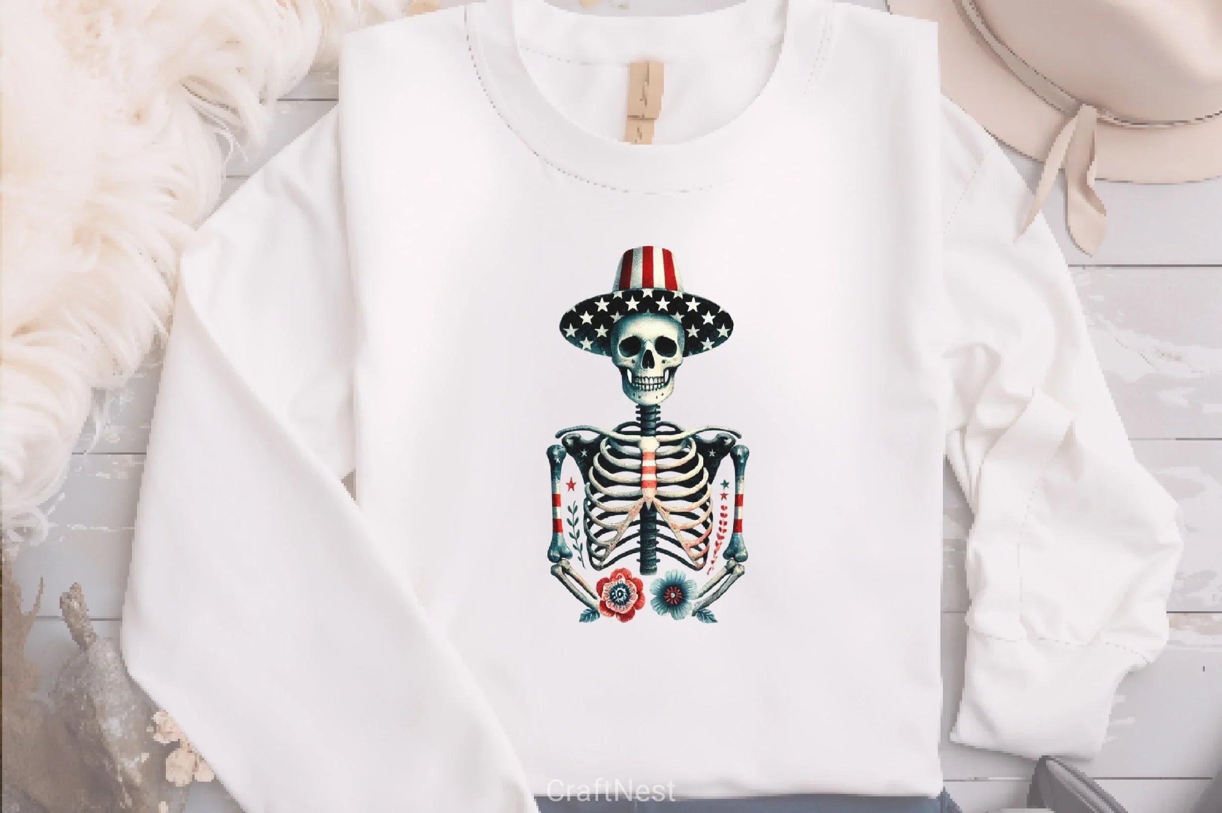 4th of July Skeleton Floral Clipart Bundle - CraftNest - Digital Crafting and Art