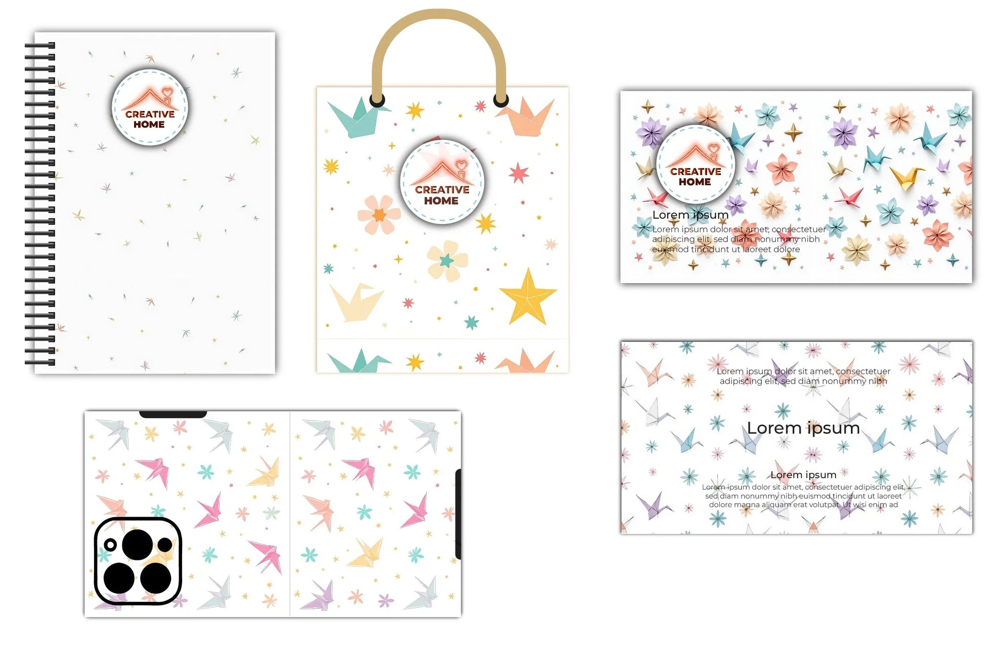 Geometric Cranes & Stars Clipart Bundle - CraftNest - Digital Crafting and Art