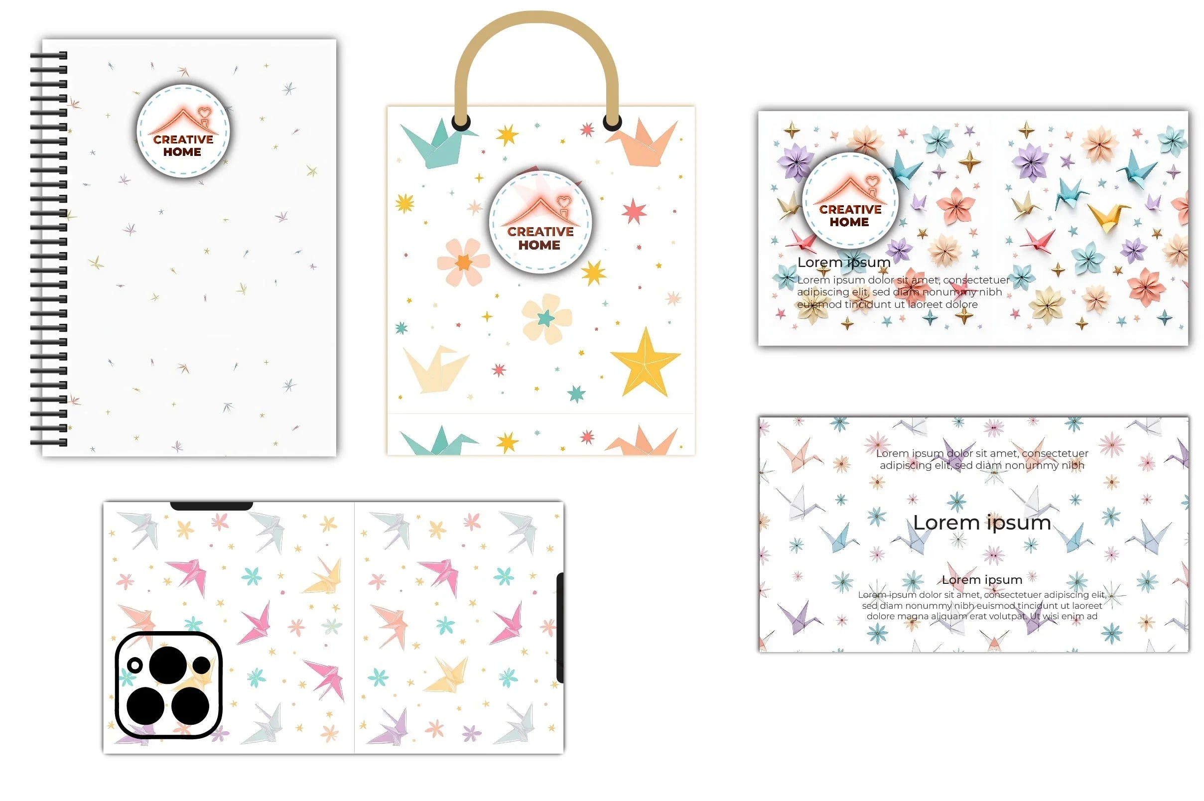 Geometric Cranes & Stars Clipart Bundle - CraftNest - Digital Crafting and Art