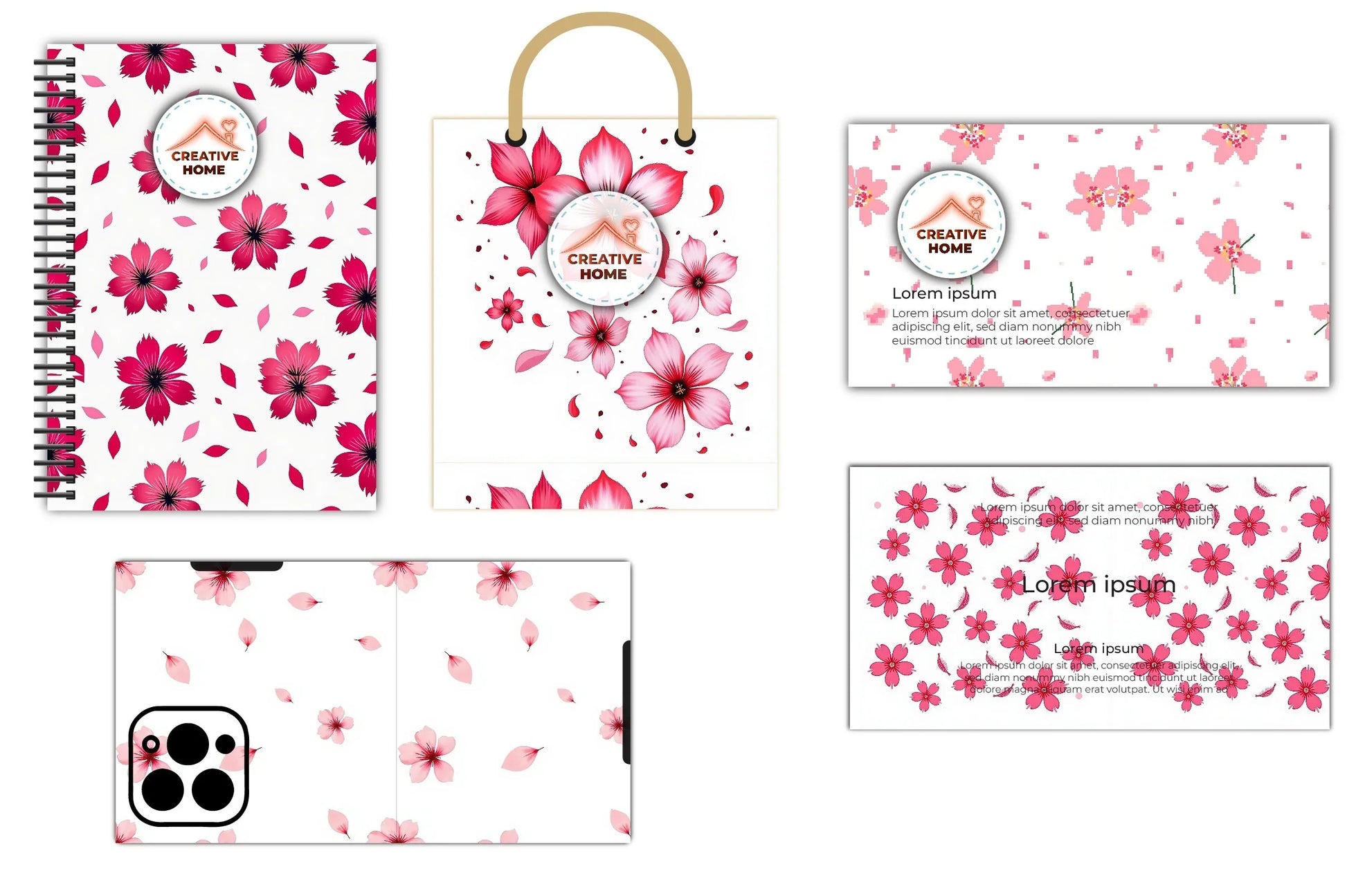 Cherry Blossom Pattern Digital Paper - CraftNest - Digital Crafting and Art