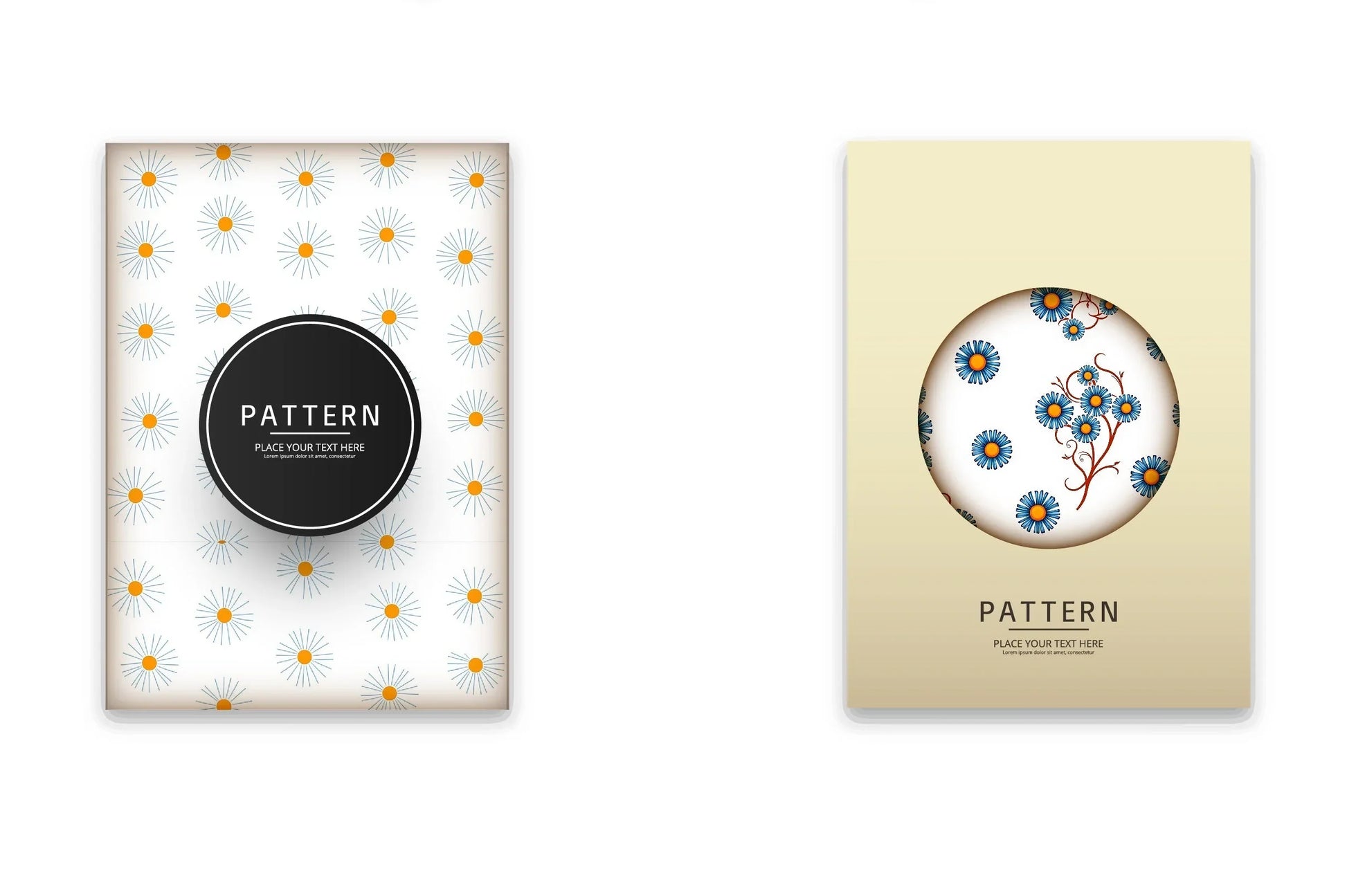 Blue Orange Floral Pattern Digital Paper - CraftNest - Digital Crafting and Art