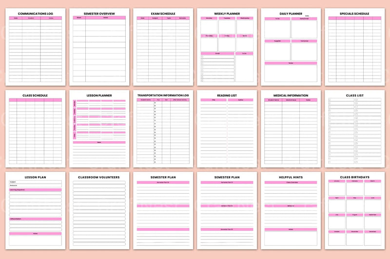 Teacher Lesson Planner Organizer - CraftNest - Digital Crafting and Art