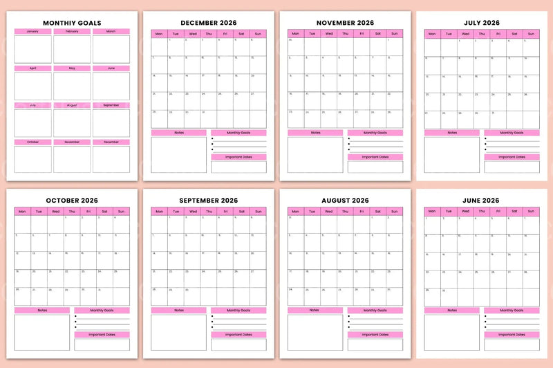 Monthly Planner Template - CraftNest - Digital Crafting and Art
