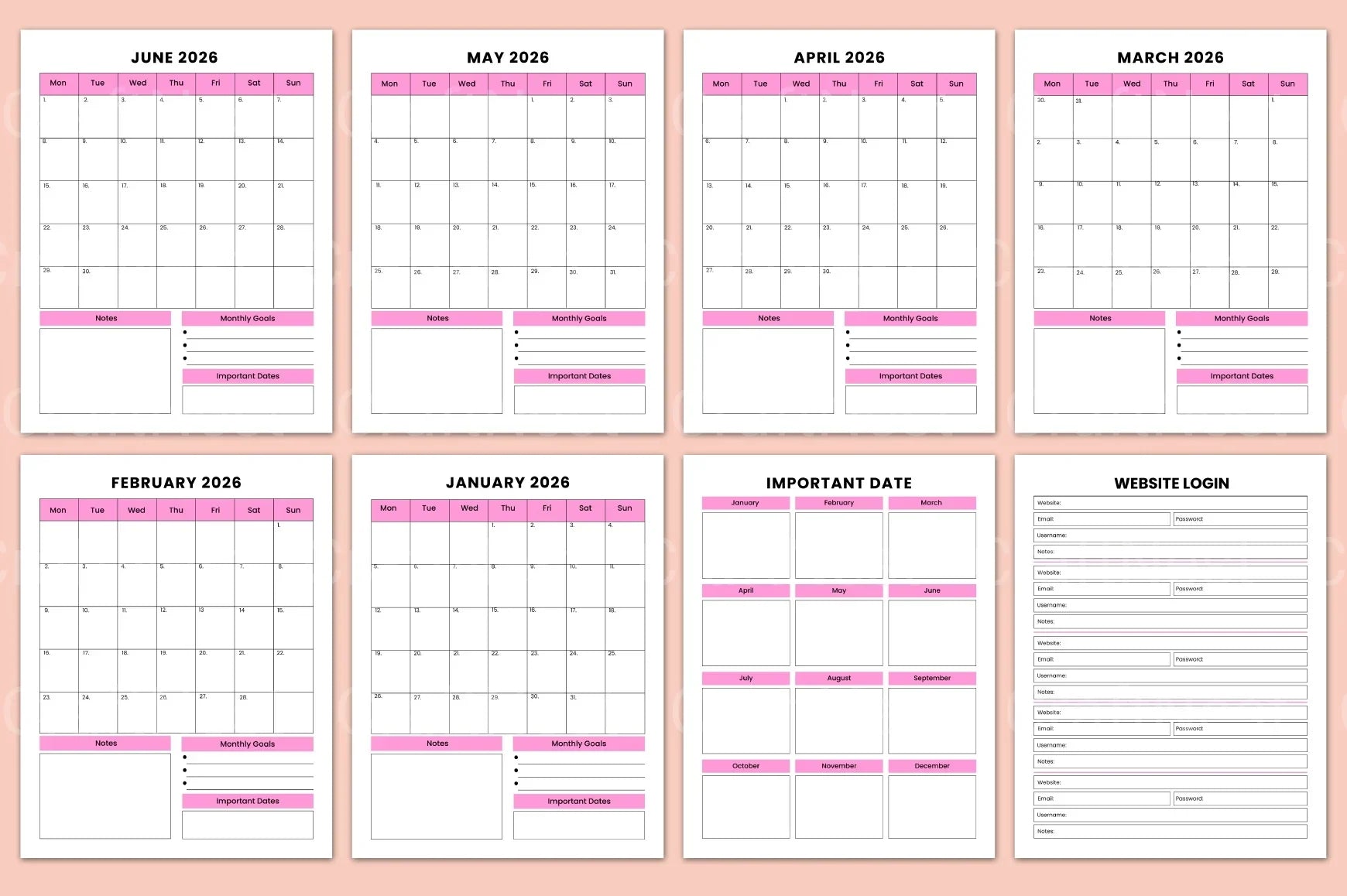 Teacher Lesson Planner Organizer - CraftNest - Digital Crafting and Art