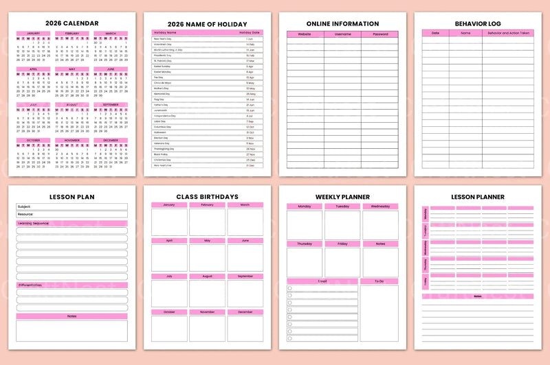 Teacher Lesson Planner Organizer - CraftNest - Digital Crafting and Art
