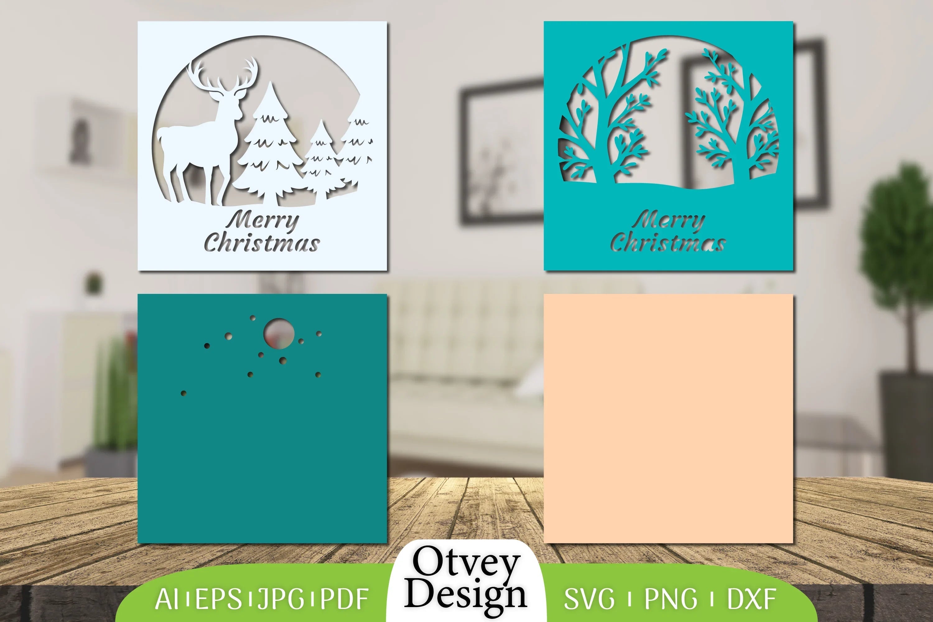 Merry Christmas Deer 3D Shadow Box Papercut SVG Bundle 2 - CraftNest - Digital Crafting and Art