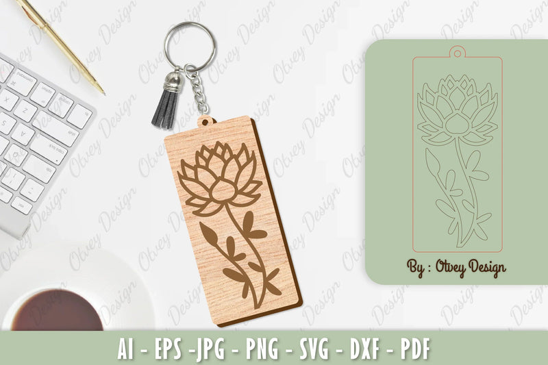 Flower Keychain Laser Cut SVG Bundle 22 - CraftNest - Digital Crafting and Art